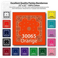 22"x22" Stock Paisley Orange Imported 100% Cotton Bandanna